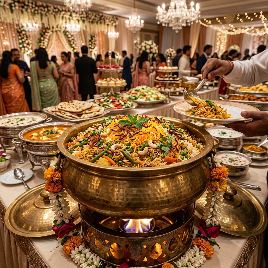Veg Dum Biryani in Brass Handi Warmer