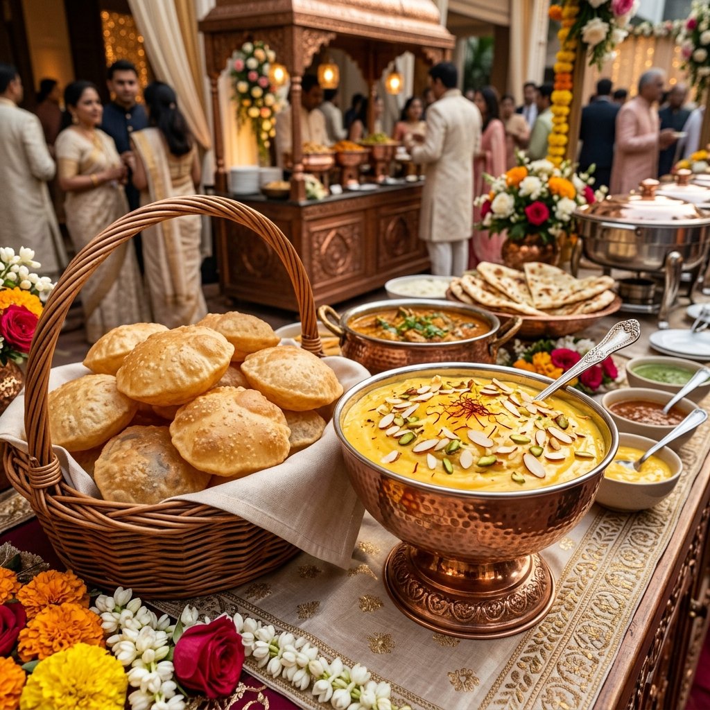 Kesari Shrikhand & Puffed Poori Display